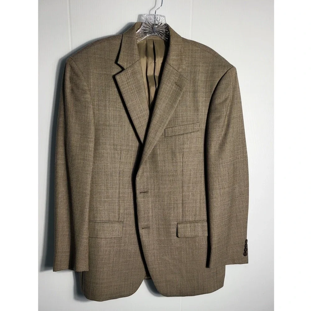 Lauren Ralph Lauren Men's Wool BlazerJacket Size 41R Brown Plaid Business Casual